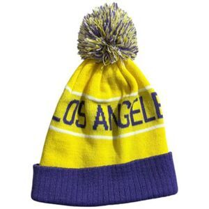Los Angeles Adult Size Winter Knit Beanie Hat - Gold/Purple